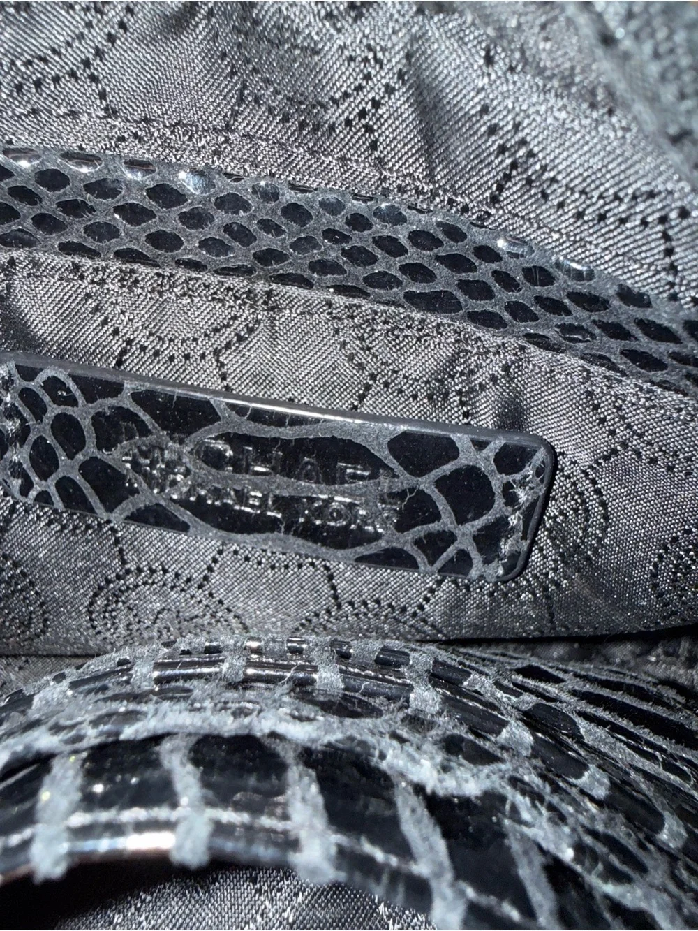 Michael Kors Black Snake-Embossed Crossbody with Gold Plate
